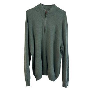 Polo Ralph Lauren Mens 2XL Quarter Zip Sweater Sage Green Pima Cotton Knit Pullo